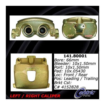 Centric Centric Semi-Loaded Brake Caliper with New Phenolic Pistons, Centric Parts 141.80001 141.80001